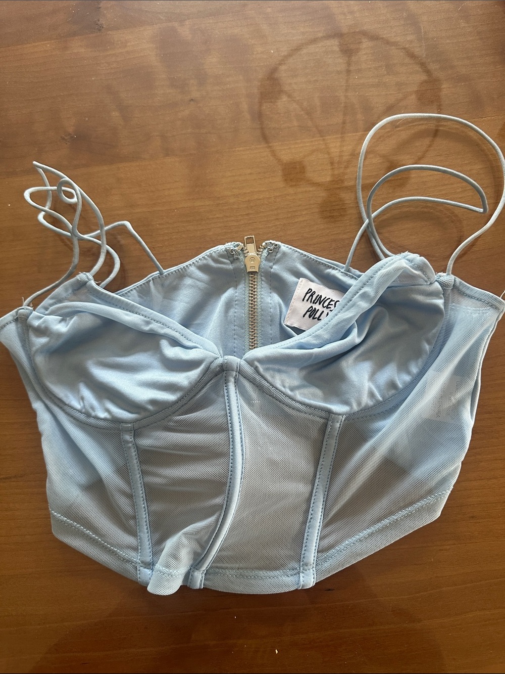 Princess Polly Powder Blue Mesh Corset Bustier Top